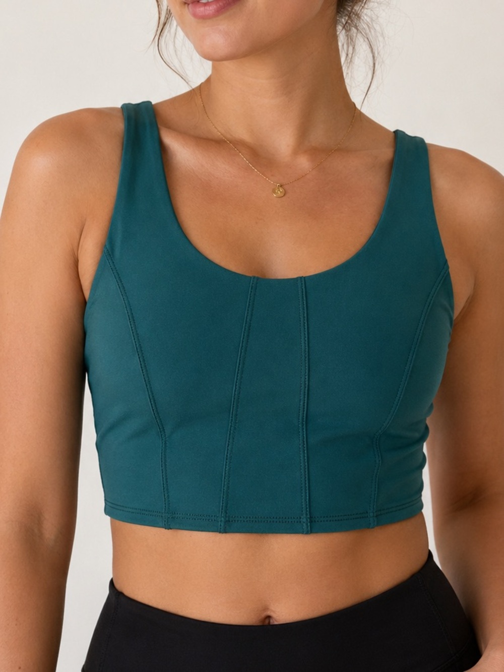 Teal Green Women's Crop Top with Built In Bra